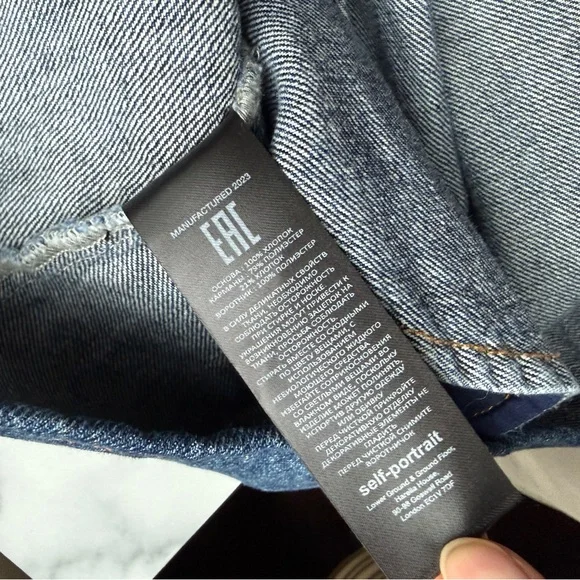 Self-Portrait denim Mini Dress with White Lace Collar size 2 - Picture 8 of 10